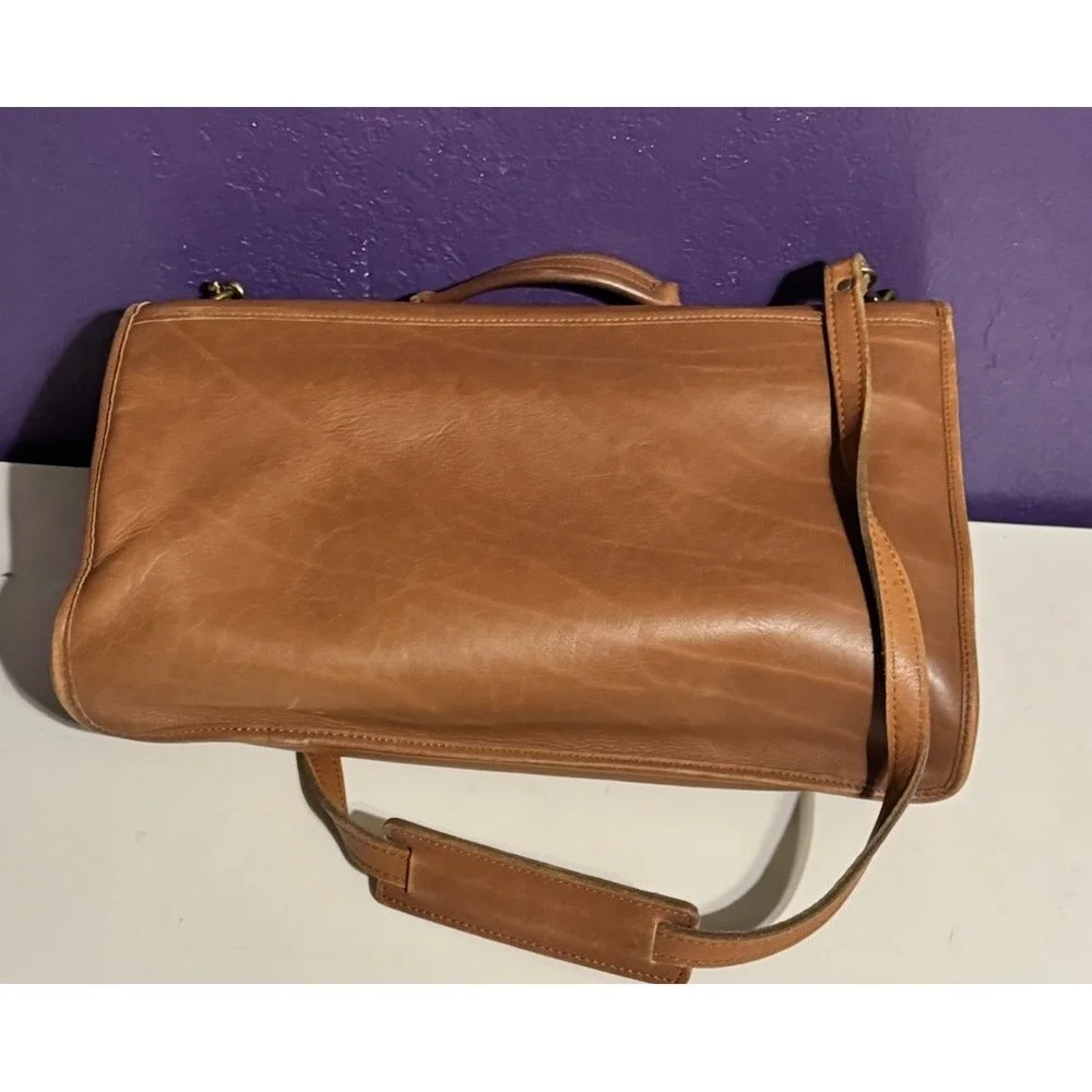 Jack Georges Turnlock Leather Briefcase Lawyers Brown Briefbag Key Laptop Coach